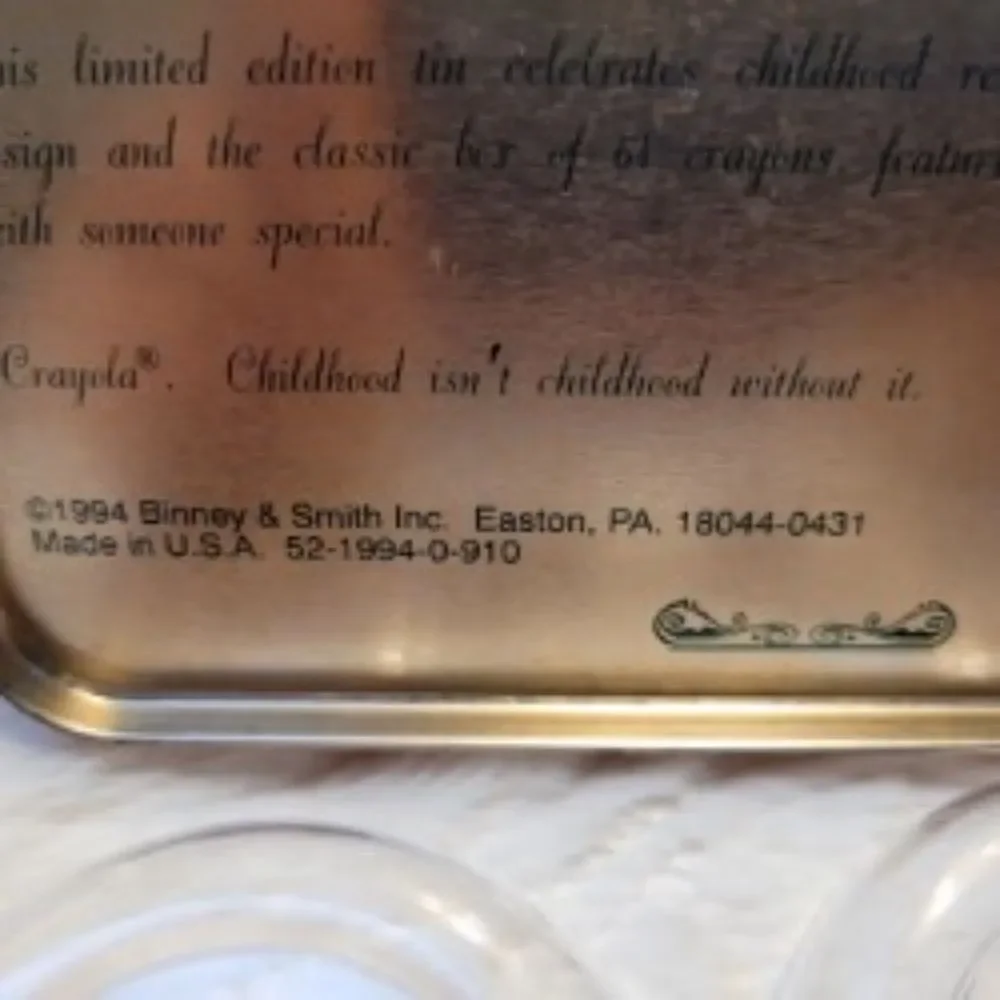 Vintage Crayola Crayon Square Tin Childhood Memories That Last a Lifetime 1994